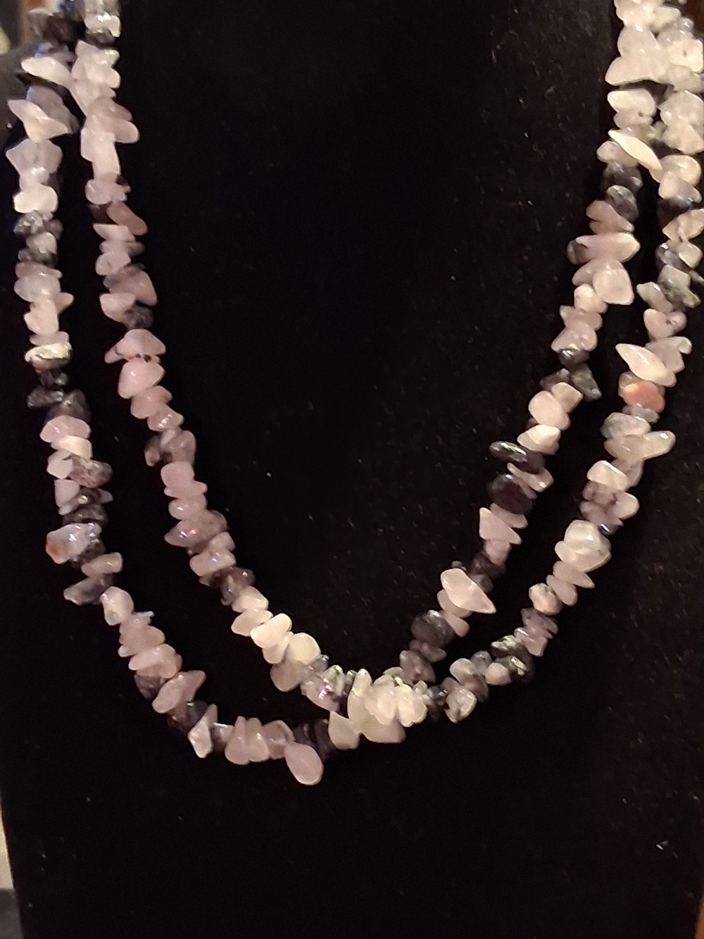 Rose Quartz Chip Beaded Necklace - Women's Pink GemstoneSinflw Layer Necklace